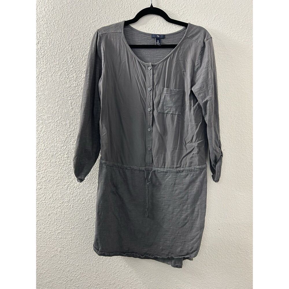 Gap Women's Grey Tie Waist Sz S Shirt Dress Casual Long Sleeve Gorpcore Hiking